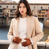 Roberta (cognac) - classic Italian lambskin leather driving gloves & touchscreen feature
Bellanzari- Luxury Leather Gloves - Handmade in Italy- 3