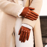 Roberta (cognac) - classic Italian lambskin leather driving gloves & touchscreen feature
Bellanzari- Luxury Leather Gloves - Handmade in Italy- 4