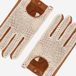 Rocco (cognac) - Hand-sewn Italian crochet driving gloves from lambskin leather - Bellanzari- Luxury Leather Gloves - Handmade in Italy - 3