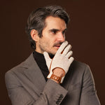 Rocco (cognac) - Hand-sewn Italian crochet driving gloves from lambskin leather - Bellanzari- Luxury Leather Gloves - Handmade in Italy - 7