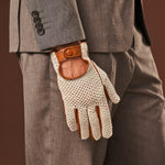 Rocco (cognac) - Hand-sewn Italian crochet driving gloves from lambskin leather - Bellanzari- Luxury Leather Gloves - Handmade in Italy - 8