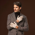 Rocco (cognac) - Hand-sewn Italian crochet driving gloves from lambskin leather - Bellanzari- Luxury Leather Gloves - Handmade in Italy - 9