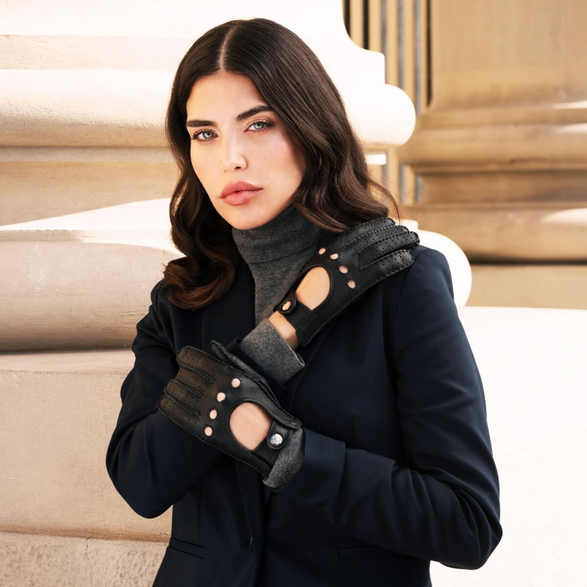 Rosalia (black) - Italian driving gloves made of American deerskin leather - Bellanzari - Luxury Driving Gloves - Handmade in Italy - 7