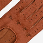Rosalia (brown) - Italian driving gloves made of American deerskin leather - Bellanzari- Luxury Driving Gloves - Handmade in Italy - 2