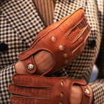 Rosalia (brown) - Italian driving gloves made of American deerskin leather - Bellanzari- Luxury Driving Gloves - Handmade in Italy- 4