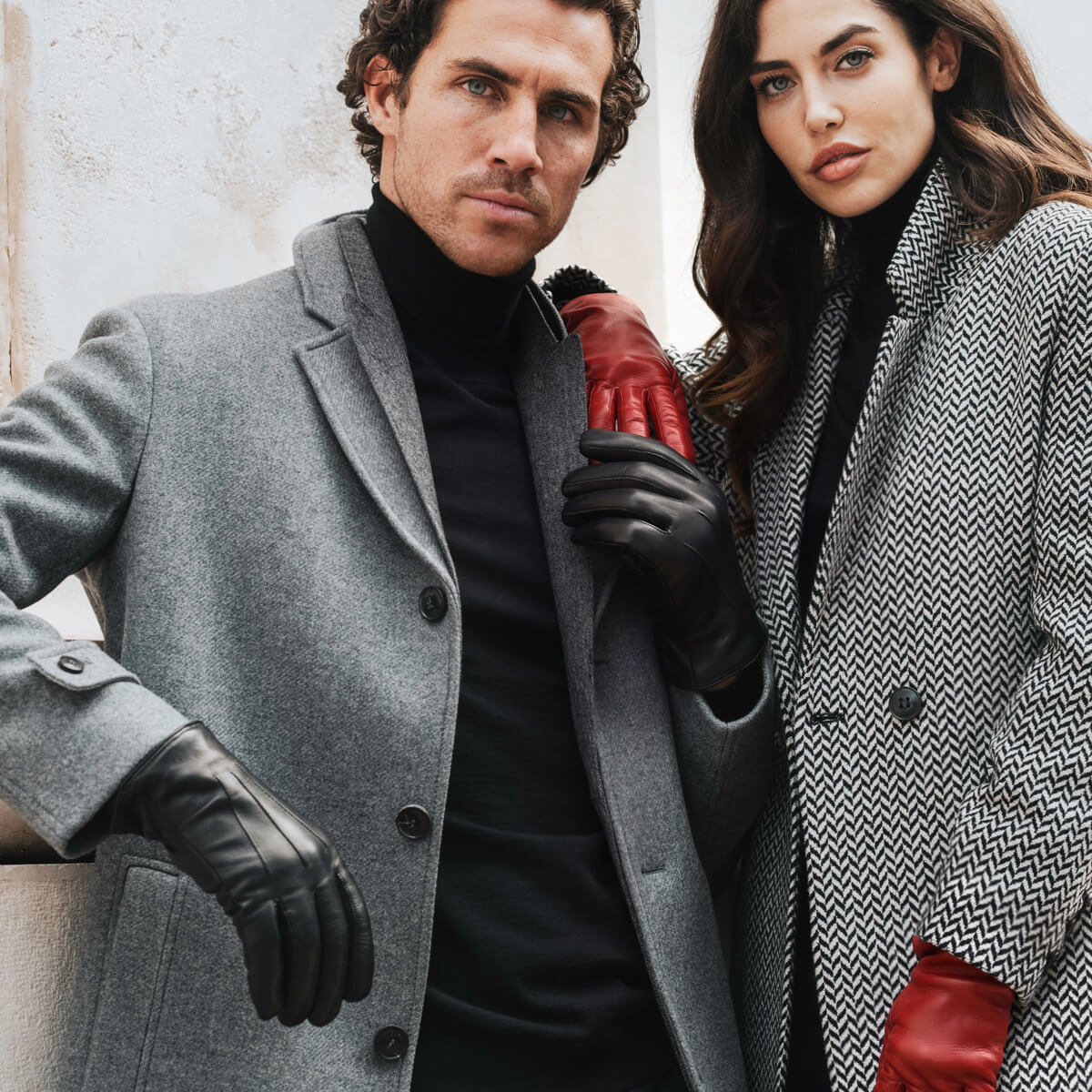 Sergio (black) - Italian lambskin leather gloves with brown rabbit fur lining - Bellanzari- Luxury Leather Gloves - Handmade in Italy - 10