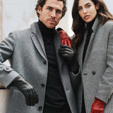 Sergio (black) - Italian lambskin leather gloves with brown rabbit fur lining - Bellanzari- Luxury Leather Gloves - Handmade in Italy - 10