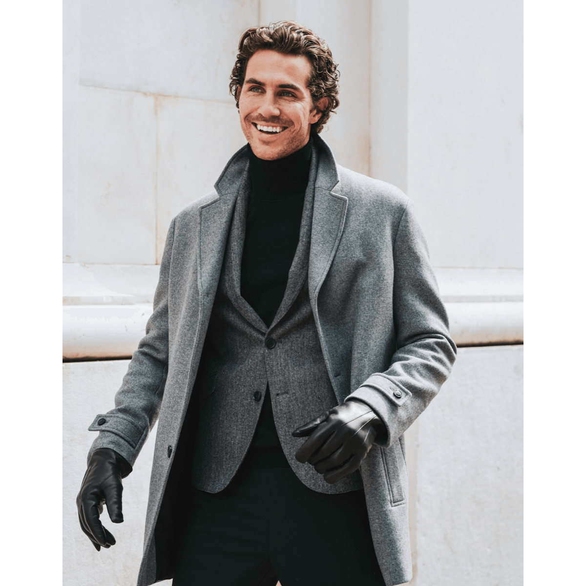 Sergio (black) - Italian lambskin leather gloves with brown rabbit fur lining - Bellanzari- Luxury Leather Gloves - Handmade in Italy - 11