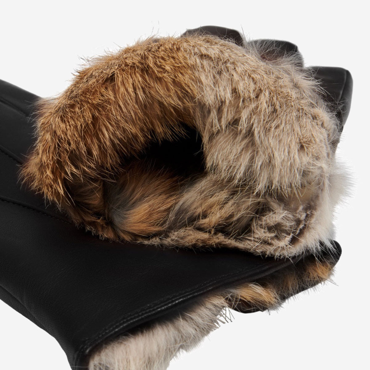 Sergio (black) - Italian lambskin leather gloves with brown rabbit fur lining - Bellanzari- Luxury Leather Gloves - Handmade in Italy - 3