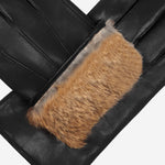Sergio (black) - Italian lambskin leather gloves with brown rabbit fur lining - Bellanzari- Luxury Leather Gloves - Handmade in Italy - 4