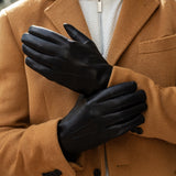Sergio (black) - Italian lambskin leather gloves with brown rabbit fur lining - Bellanzari- Luxury Leather Gloves - Handmade in Italy - 7