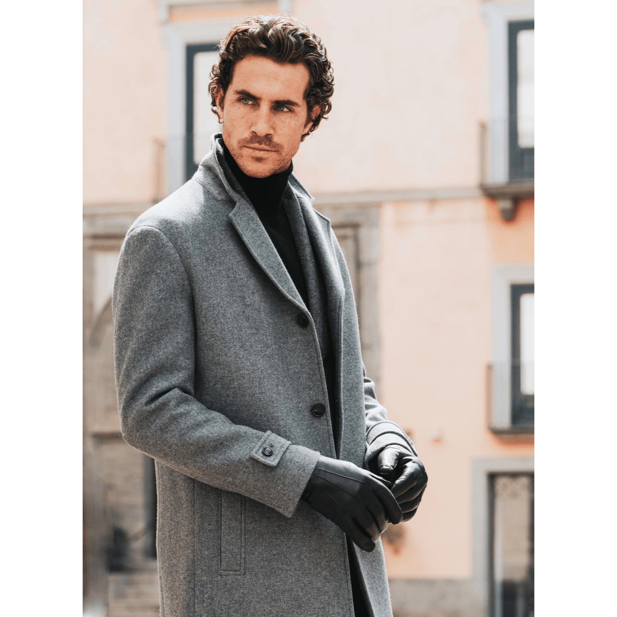 Sergio (black) - Italian lambskin leather gloves with brown rabbit fur lining - Bellanzari- Luxury Leather Gloves - Handmade in Italy - 8
