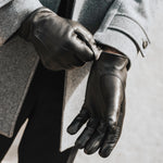Sergio (black) - Italian lambskin leather gloves with brown rabbit fur lining - Bellanzari- Luxury Leather Gloves - Handmade in Italy - 9