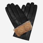 Sergio (black) - Italian lambskin leather gloves with brown rabbit fur lining - Bellanzari- Luxury Leather Gloves - Handmade in Italy - 2