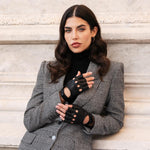 Stefania (black) - Italian fingerless lambskin leather driving gloves 
 - Bellanzari - Luxury Leather Gloves - Handmade in Italy - 3