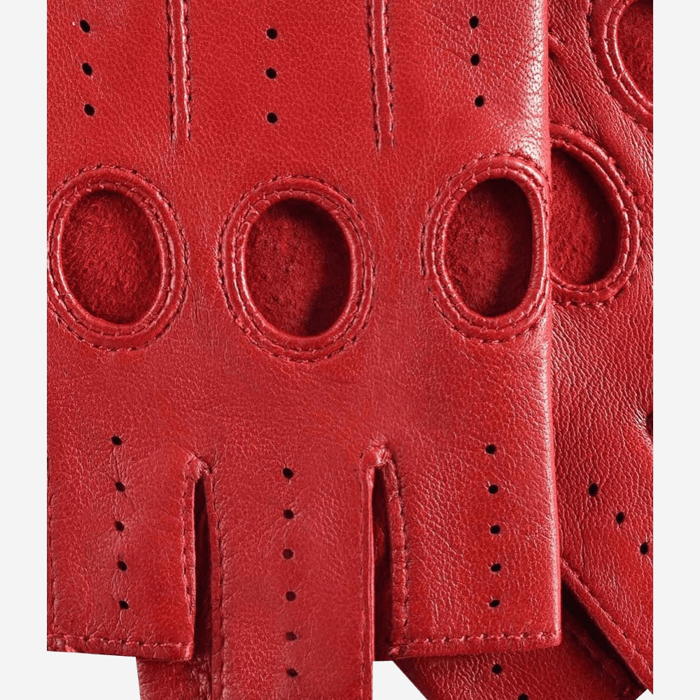 Stefania (red) - Italian fingerless lambskin leather driving gloves - Bellanzari - Luxury Driving Gloves - Handmade in Italy - 5
