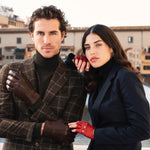 Stefania (red) - Italian fingerless lambskin leather driving gloves - Bellanzari - Luxury Driving Gloves - Handmade in Italy - 9
