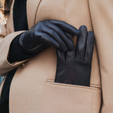 Valentina (black) - Italian lambskin leather gloves with cashmere lining - Bellanzari - Luxury Leather Gloves - Handmade in Italy - 7