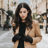 Valentina (black) - Italian lambskin leather gloves with cashmere lining - Bellanzari - Luxury Leather Gloves - Handmade in Italy - 9