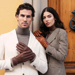 Valentina (cognac) - Italian lambskin leather gloves with cashmere lining - Bellanzari - Luxury Leather Gloves - Handmade in Italy - 7