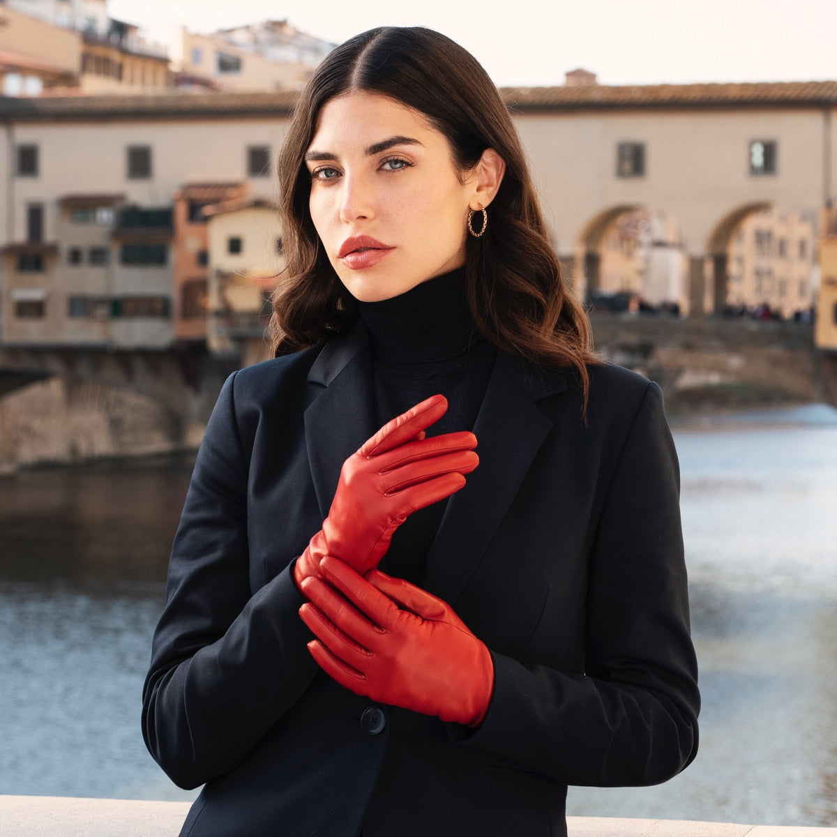 Valentina (red) - Italian lambskin leather gloves with cashmere lining  - Bellanzari - Luxury Leather Gloves - Handmade in Italy - 5